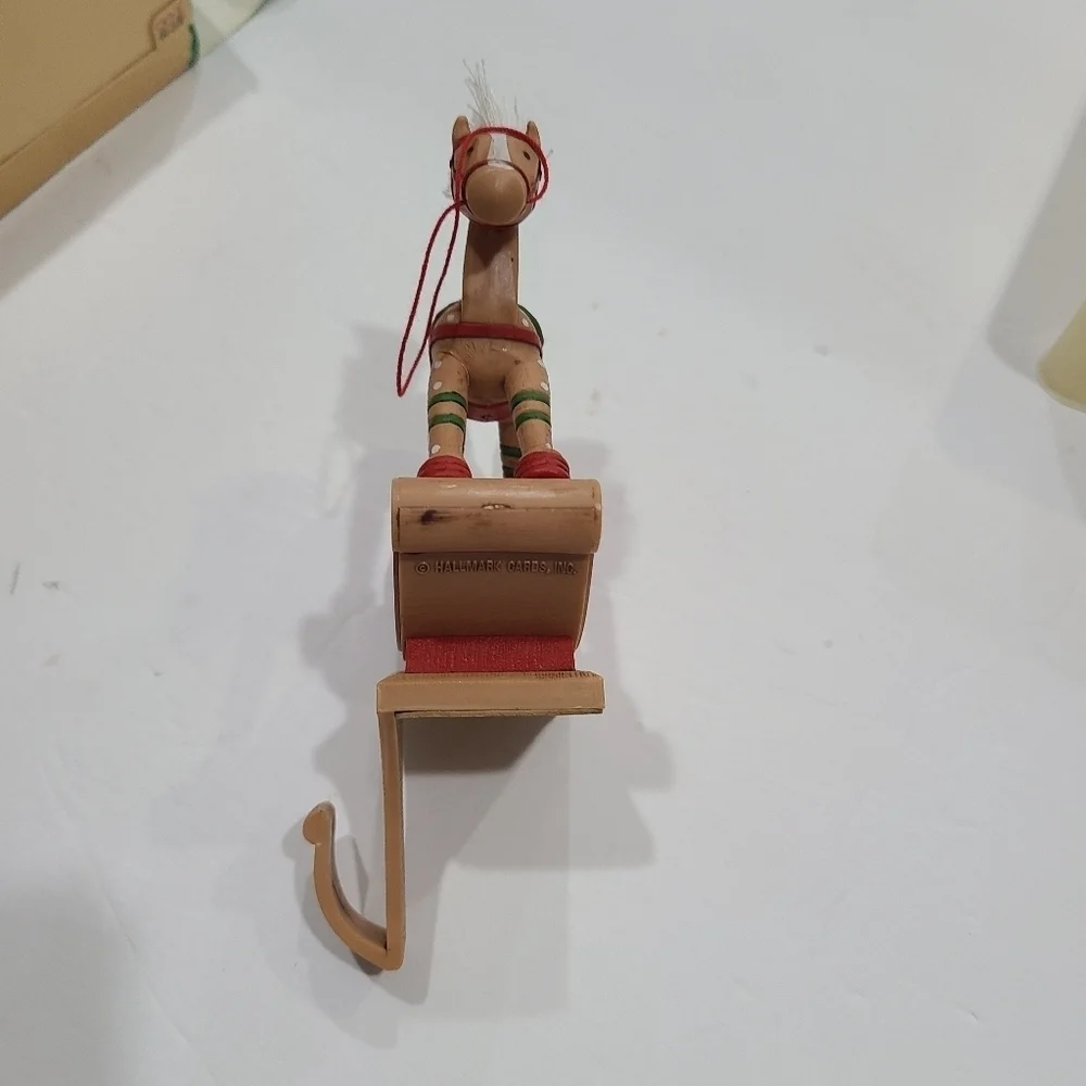 Hallmark Stocking Hanger Baby first Christmas 1984 Rocking Horse